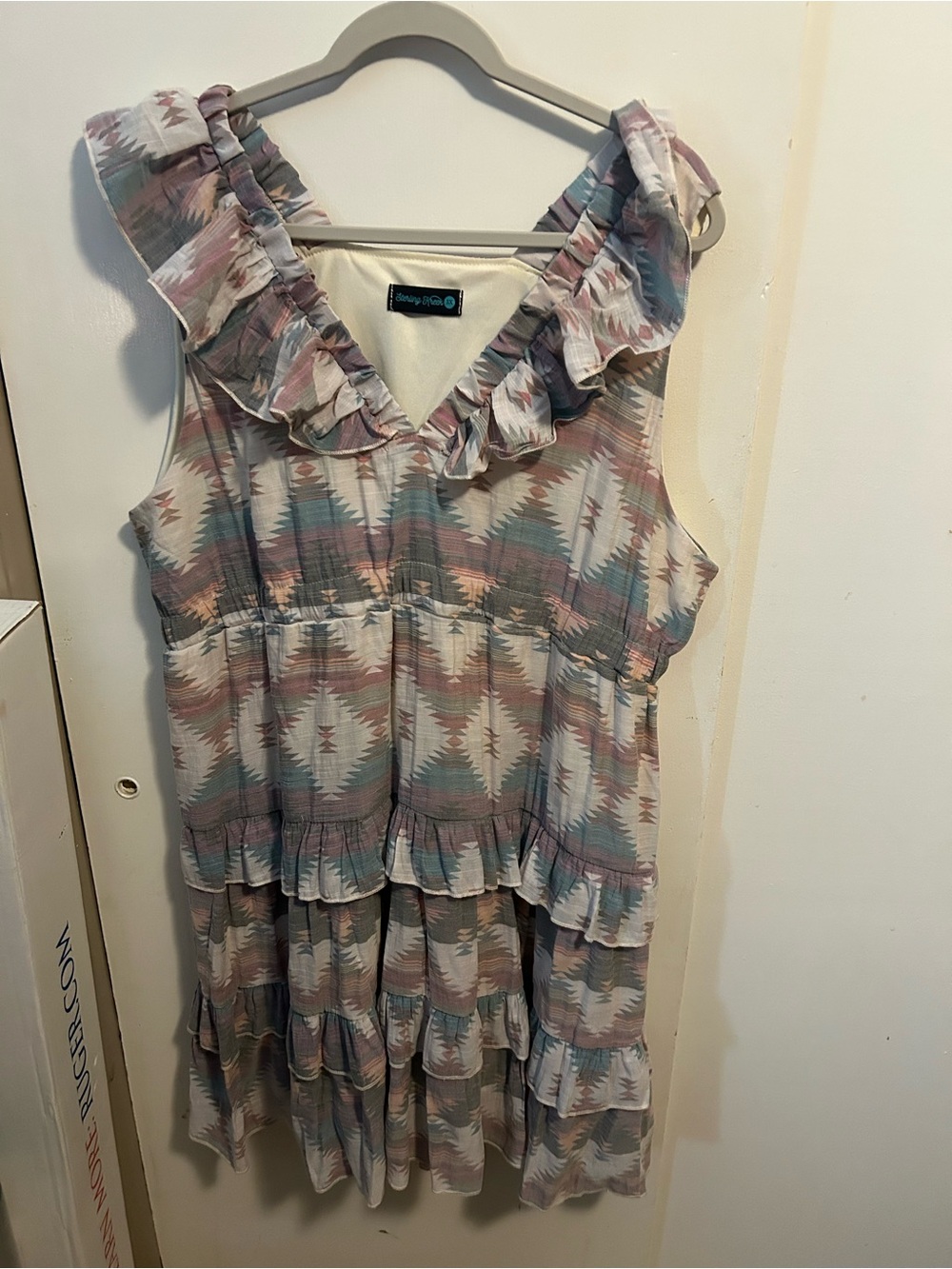 Angie Pastel Multi Tiered Ruffle V-Neck Tunic